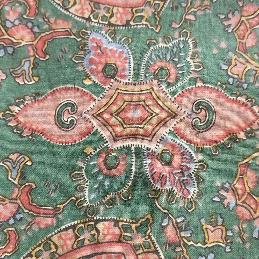 VTG Ralph Lauren Pillow Cover Paisley Floral Green Red Square 30x31